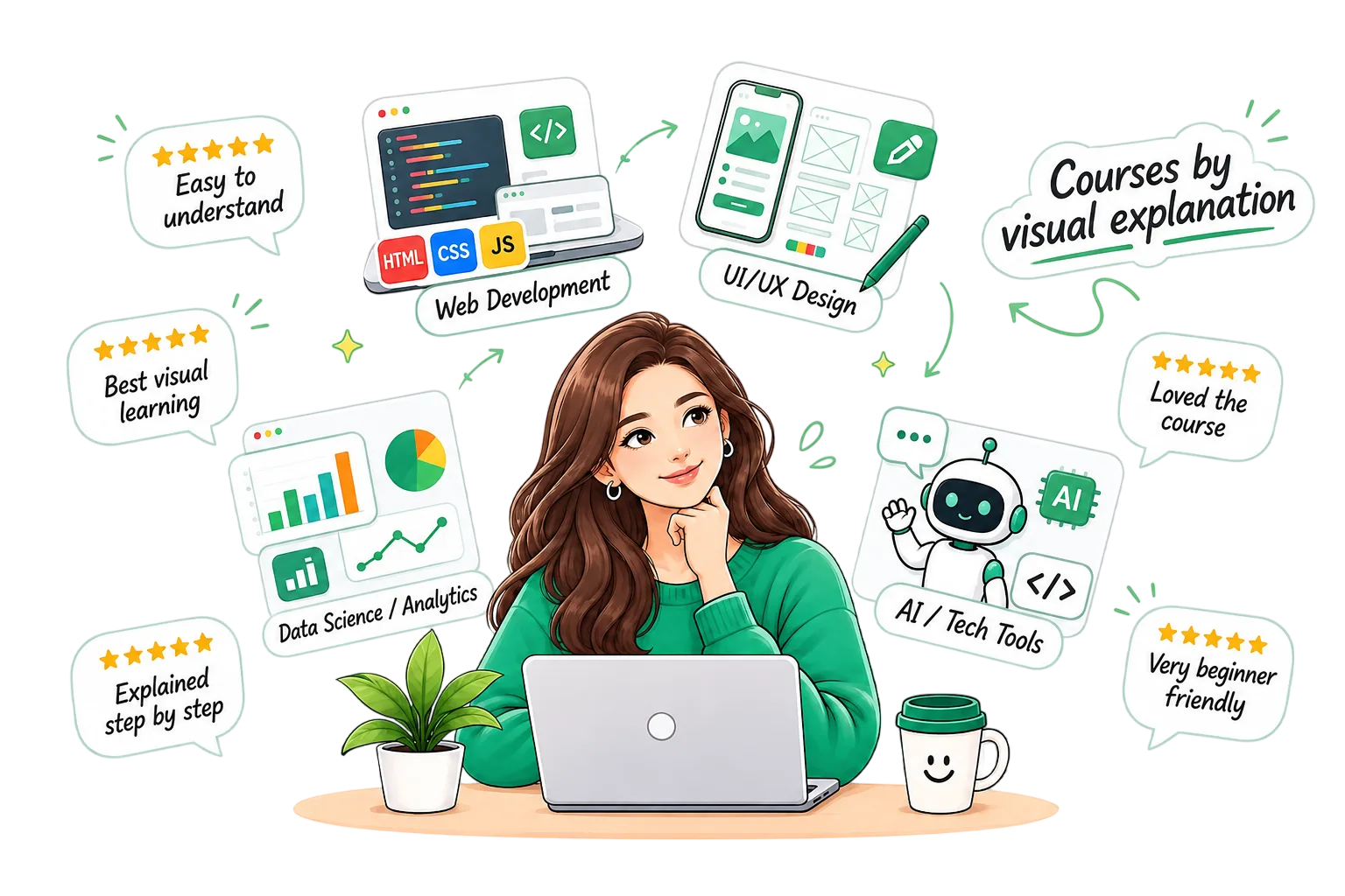 Visual computer science video course illustration